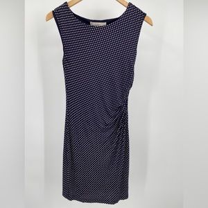 LOFT Petite Dress Navy Blue Sleeveless Polka Dot Midi | Women's Size XS